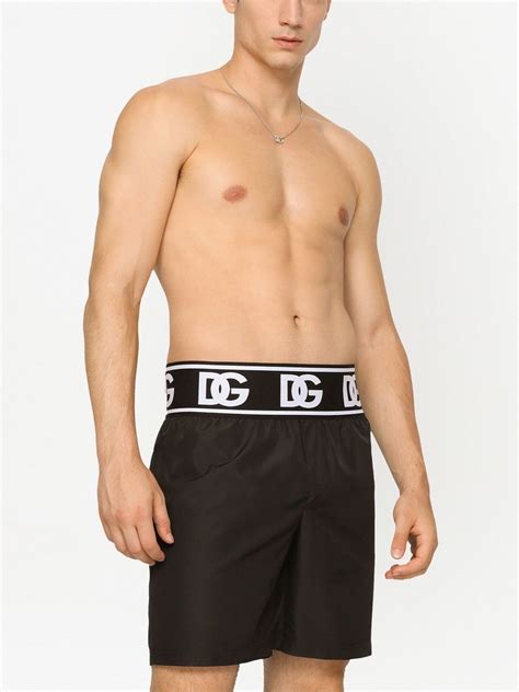 Dolce&Gabbana Men's Swim Shorts with DG Logo Waist.